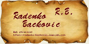 Radenko Backović vizit kartica